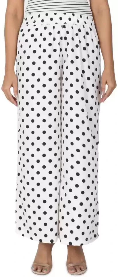 Flared Women  Cotton white doted Plazo  P05