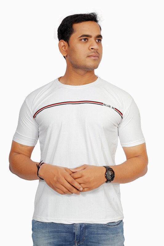 Blue50 Round Neck white T-shirt