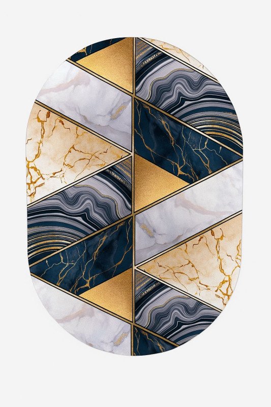 Blue50 Luxury Oval Designer Doormat Anti-Slip & Water Resistant – Marble Texture Print