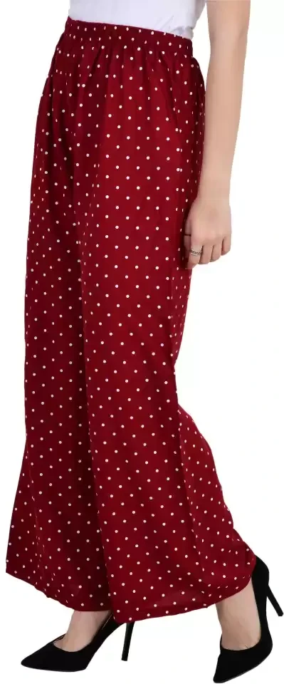Flared Women  Cotton dark red  plazo P-01